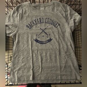 J. Crew Gray Croquet Graphic Tee